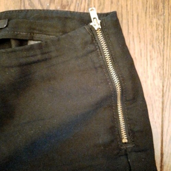 H&M Black Cotton Blend Seamed Front Side Zip Skinny Pants - Women's US 2 - Picture 5 of 5
